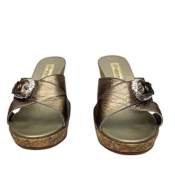 Brighton Women’s Wedge Sandal Pewter Color Size 8.5 M EUC Made In Italy - Picture 7 of 11